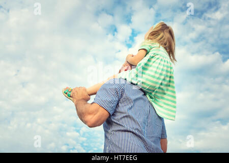 Adorable daughter and father portrait, happy family, future concept Stock Photo