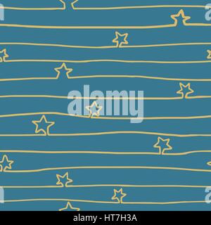 Cute simple hand drawn seamless pattern with untidy lines forming stars Stock Vector
