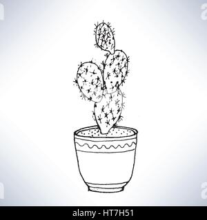 Isolated hand drawn lineart a potted plant Stock Vector