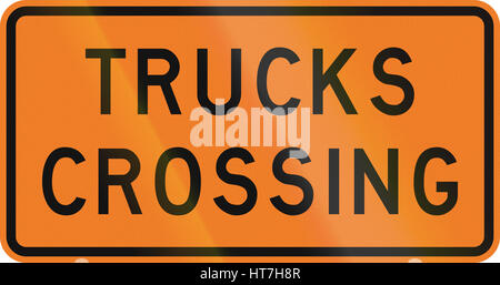 New Zealand road sign - Trucks crossing. Stock Photo