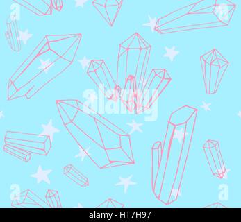 Hand drawn vector background with crystals and stars Stock Vector
