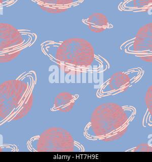 Seamless pattern with planets with coils Stock Vector
