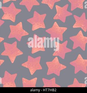 Seamless pattern with textured star doodles Stock Vector