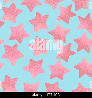 Seamless pattern with textured star doodles Stock Vector