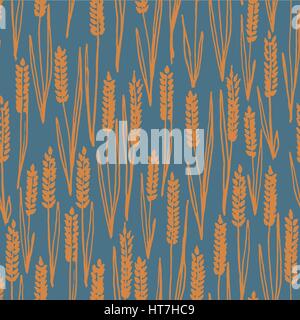 Seamless hand drawn print of grass plants Stock Vector