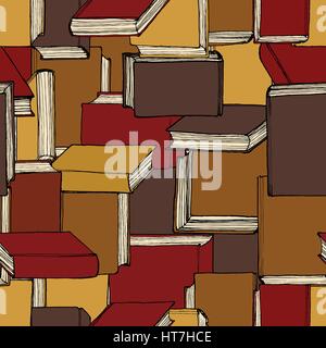 Seamless pattern with hand drawn hardcover books Stock Vector