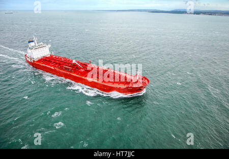 The Oil Tanker In The Solent Which Is The Strait That Separates The Isle Of Wight From The Mainland Of England Stock Photo