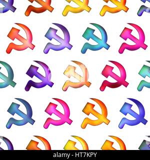Seamless texture colorful hammer and sickle Stock Photo