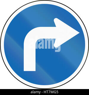 New Zealand road sign RG-13 - Turn right. Stock Photo