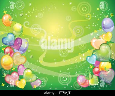 Colorful holiday background with balloons and confetti. Vector Stock Vector