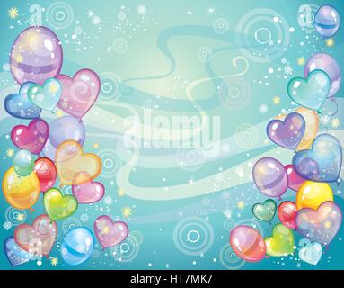 Colorful holiday background with balloons and confetti. Vector Stock Vector