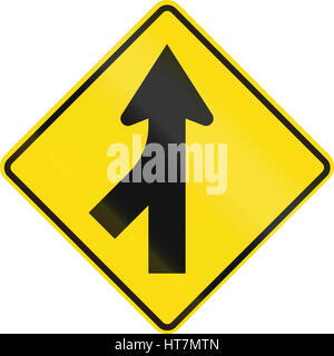 New Zealand road sign PW-4 - Merging traffic from left. Stock Photo