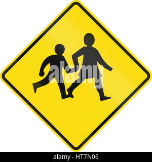 New Zealand road sign - Watch for children crossing. Stock Photo