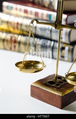 Weight scale and books. Scales of Justice and law concept Stock Photo