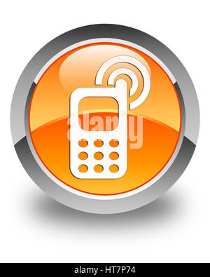 Cellphone ringing icon isolated on 3d cyan blue round button abstract ...