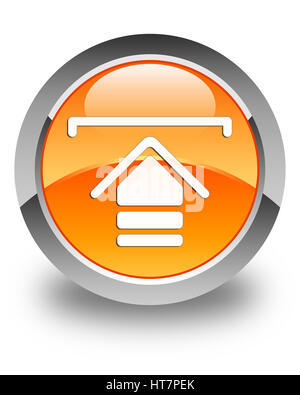 Upload icon isolated on glossy orange round button abstract illustration Stock Photo