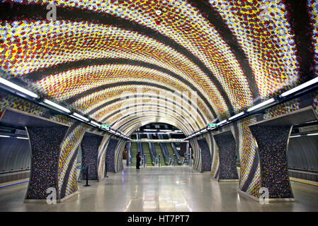 The impressive Szent Gellert Ter metro station in the brand new line 4, Budapest, Hungary Stock Photo