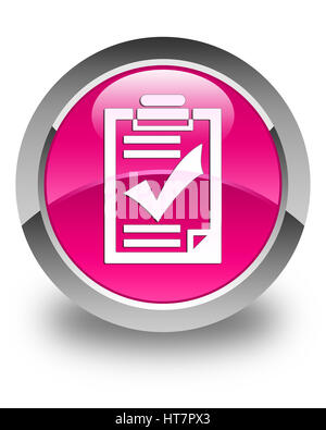 Checklist icon isolated on glossy pink round button abstract illustration Stock Photo