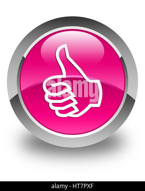 Like icon isolated on glossy pink round button abstract illustration Stock Photo