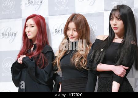 Seoul, Korea. 07th Mar, 2017. Brave Girls attend the showcase of their 4th Mini album Rollin in Seoul, Korea on 07th March, 2017.(China and Korea Rights Out) Credit: TopPhoto/Alamy Live News Stock Photo