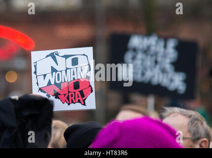 Wroclaw, Poland. 8th March, 2017. Womens protest 'Strajk Kobiet' on Womans Day against Polish government PIS,  on 08,03,2017 in Wroclaw, Poland Credit: Tomasz Trybus/Alamy Live News Stock Photo