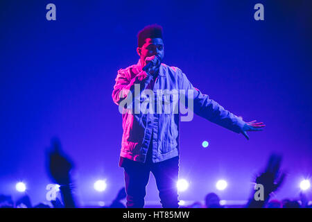 London, UK. 8th March, 2017. March 8, 2017 - Canadian singer, songwriter and record producer, Abel Makkonen Tesfaye, known professionally as The Weeknd, performs his second show at the London O2 Arena, 2017 Credit: Myles Wright/ZUMA Wire/Alamy Live News Stock Photo