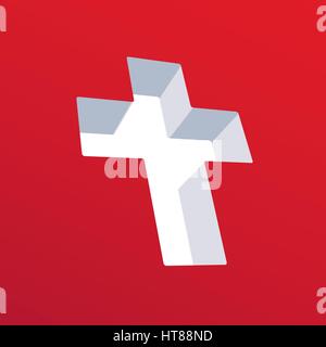 Symbolism of Christianity. Cross on a red background Stock Vector