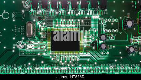 CPU on a printed circuit board, top view Stock Photo