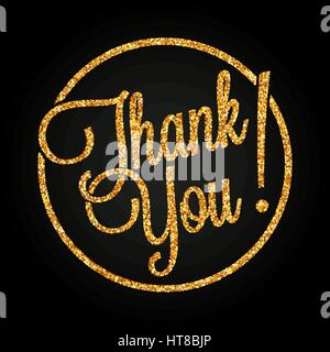 Thank you lettering made of golden hearts for your design Stock Vector