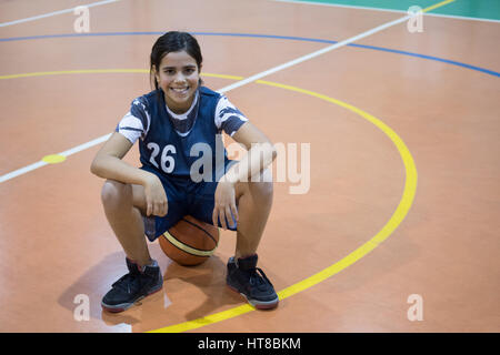 Teenager student girl In school gym Stock Photo