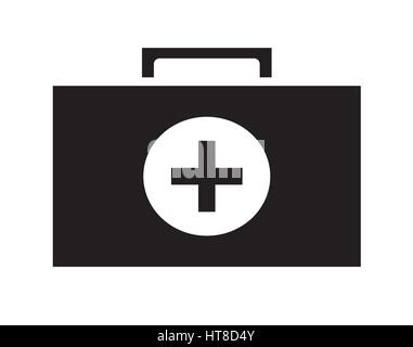 Black and White first aid kit icon vector isolated white background. Medical icons. Stock Vector