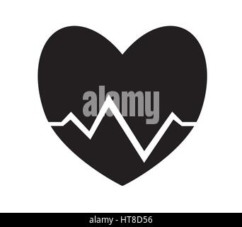 Black and white heart pulse, heartbeat icon vector isolated white background. Medical icons. Stock Vector