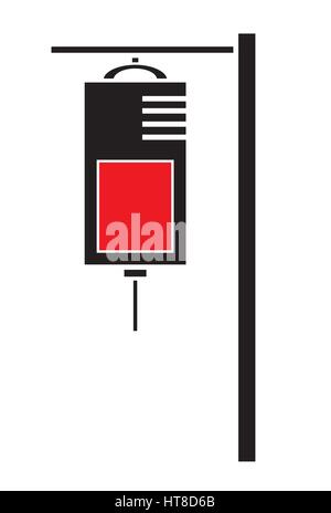 IV saline bag icon vector isolated in white background. Medical icons. Stock Vector