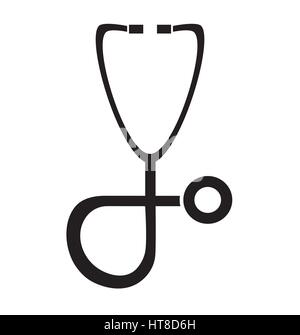 Black and white stethoscope icon vector isolated in white background. Medical icons. Stock Vector