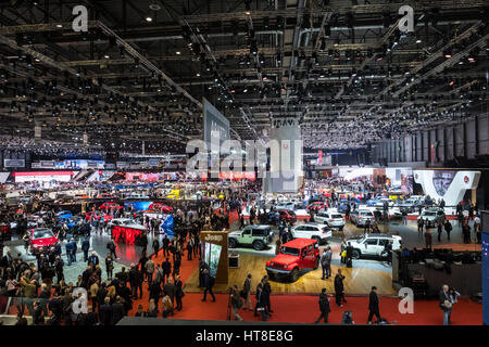 View of exhibition hall at Geneva International Motor Show 2017 Stock Photo