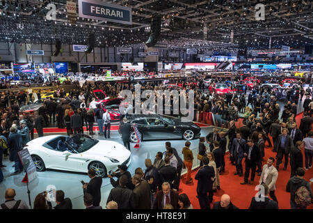 View of exhibition hall at Geneva International Motor Show 2017 Stock Photo