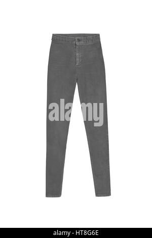 women's dark gray skinny high waist jeans pants, isolated on white  background Stock Photo - Alamy