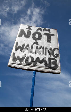 Protest placards at Repeal the 8th protest in Dublin city, Ireland. Stock Photo