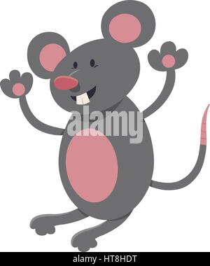 Cartoon Illustration of Cute Mouse or Rat Rodent with Cheese Stock Vector