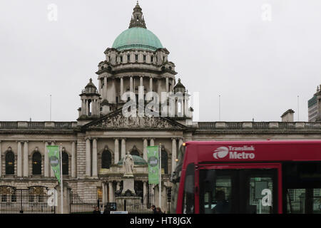 The front of the City Hall in Belfast. The main entrance to the building is in Donegall Square North, Belfast, Northern Ireland. Stock Photo