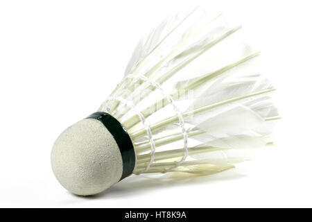 shuttlecock with feathers isolated on white background Stock Photo