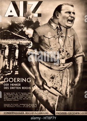 AIZ Goering der Henker des dritten Reichs - Goering the executioner ( Butcher ) of the Third Reich  Adolf Hitler - Nazi Germany Berlin Second world War Stock Photo