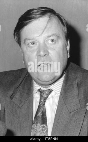 Rt. Hon. Kenneth Clarke, Secretary of State for Home Affairs and Conservative party Member of Parliament for Rushcliffe, attends a fringe meeting at the party conference in Brighton, England on October 6, 1992. Stock Photo