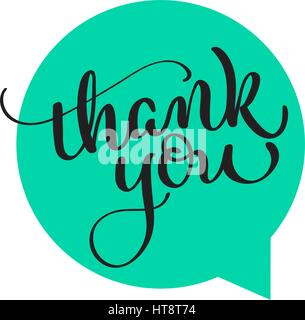 text thank you on green background. Calligraphy lettering Vector illustration EPS10. Stock Vector