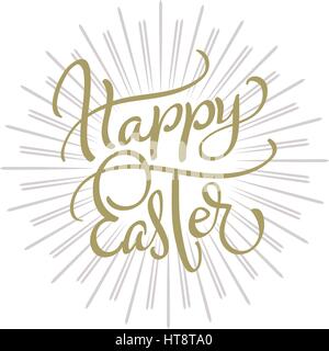 vector happy easter text on white background. Calligraphy lettering Vector illustration EPS10. Stock Vector