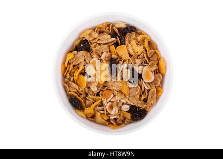 Bowl of breakfast cereal isolated on white background Stock Photo
