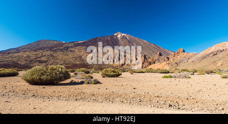 Pico del Teide Mountain with Volcanic Landscape, Parque Nacional del Teide, Tenerife, Canary Islands, Spain Stock Photo