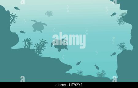 Silhouette of turtle and fish landscape Stock Vector Image & Art - Alamy