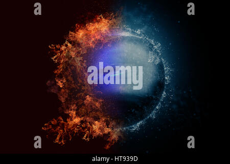 Planet Neptune in fire and water. Concept sci-fi artwork Stock Photo