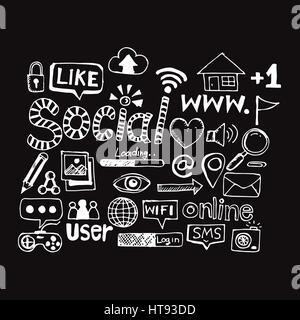 doodle social media icon illustration design Stock Vector